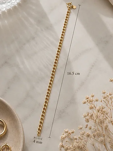 14 Ayar Altın Minimal Zincir Tasarım Kadın Bileklik KNY02766 - 2