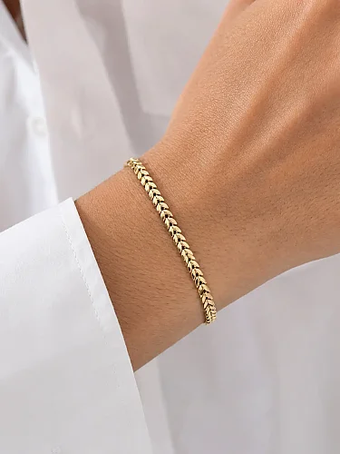 14 Ayar Altın Modern Başak Model Unisex Bileklik KNY02792