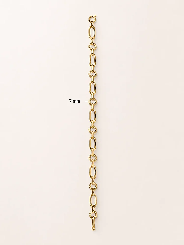 14 Ayar Altın Modern Oval Halka Kadın Bileklik KNY02764 - 2