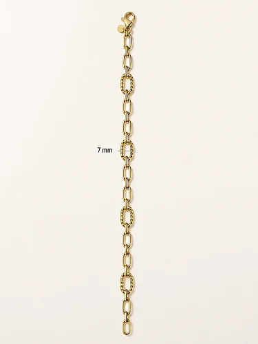 14 Ayar Altın Modern Oval Halka Zincir Kadın Bileklik KNY02765 - 3