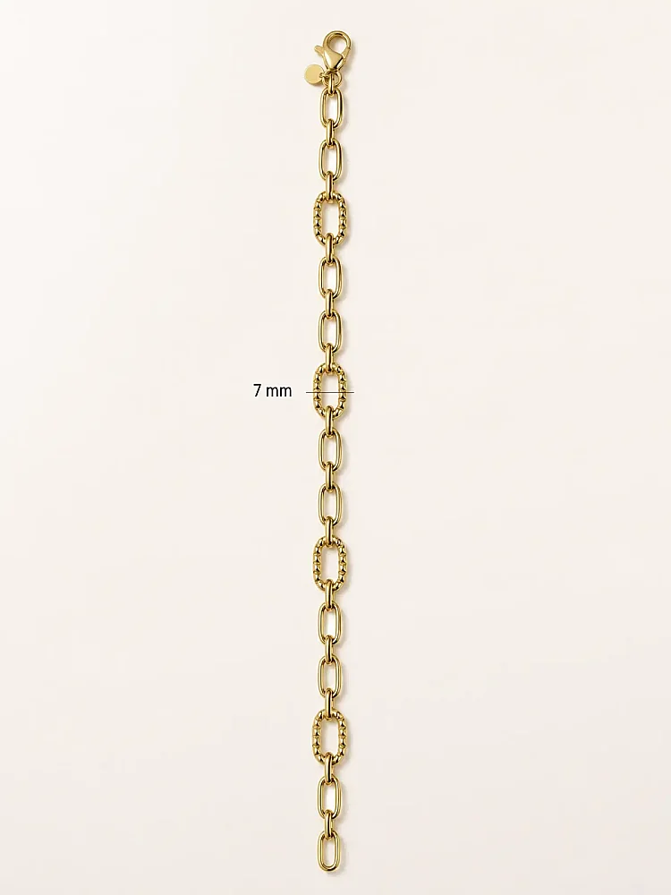 14 Ayar Altın Modern Oval Halka Zincir Kadın Bileklik KNY02765 - 3