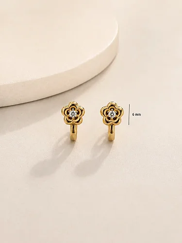 14 Ayar Altın Taşlı Çiçek Model Çocuk Küpesi KUP03591 - 3