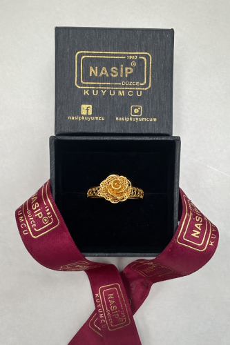 14 Ayar Altın Telkari Gül Motifli Yüzük - 4