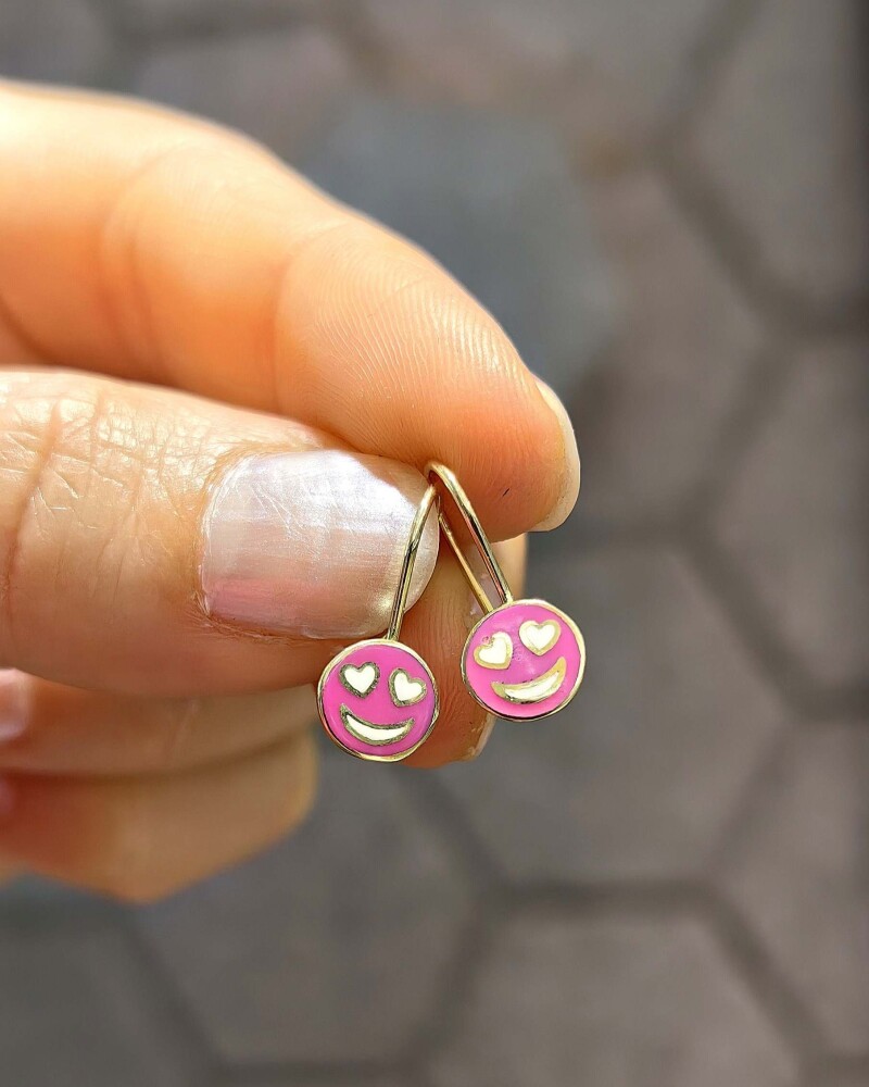 14 AYAR AŞIK EMOJİ MENGEÇLİ ALTIN KÜPE KUP02993 - 1