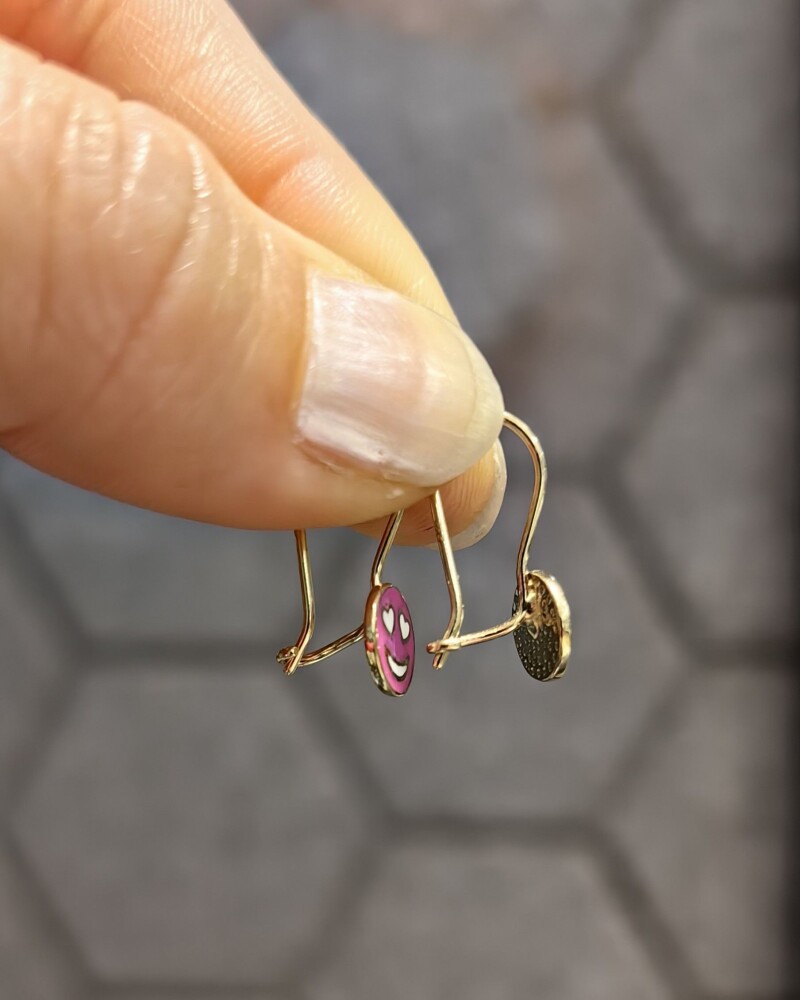 14 AYAR AŞIK EMOJİ MENGEÇLİ ALTIN KÜPE KUP02993 - 2