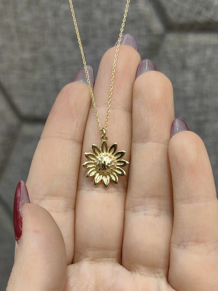 14 AYAR AYÇİÇEK MODEL TARZ ALTIN KOLYE KLY00377 - 1