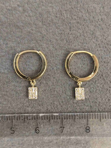 14 AYAR BAGET MODEL SALLANTILI SHAKİRA ALTIN KÜPE KUP00865 - 4