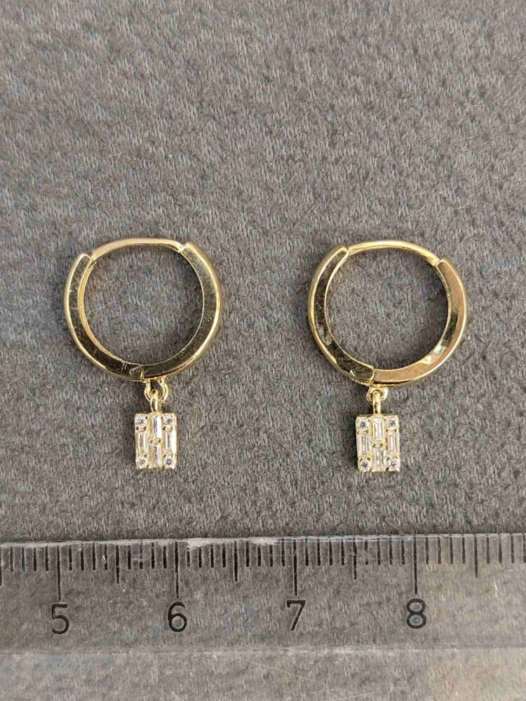14 AYAR BAGET MODEL SALLANTILI SHAKİRA ALTIN KÜPE KUP00865 - 4