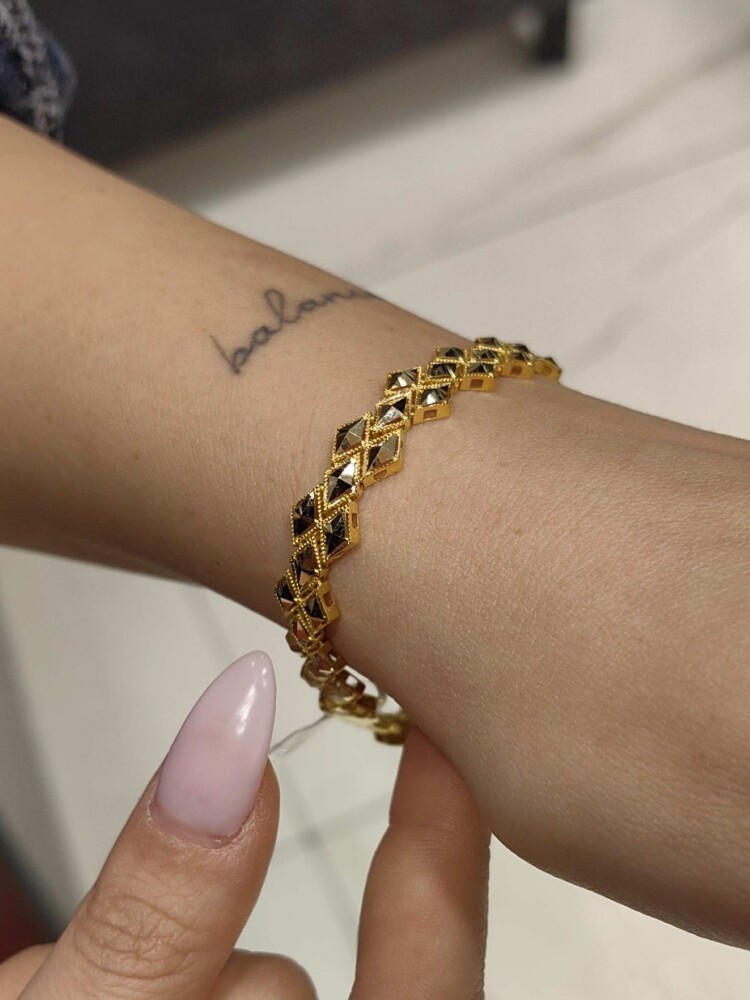 14 AYAR BAKLAVA DESEN KALEMLİTARZ ALTIN BİLEKLİK KNY02136 - 2