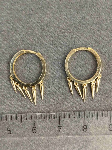 14 AYAR BEŞLİ ÇİVİ MODEL SHAKİRA ALTIN KÜPE KUP00042 - 5