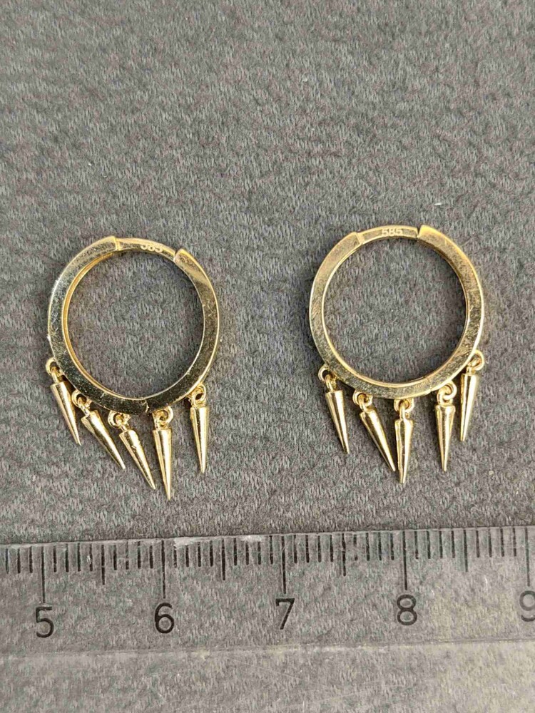 14 AYAR BEŞLİ ÇİVİ MODEL SHAKİRA ALTIN KÜPE KUP00042 - 5