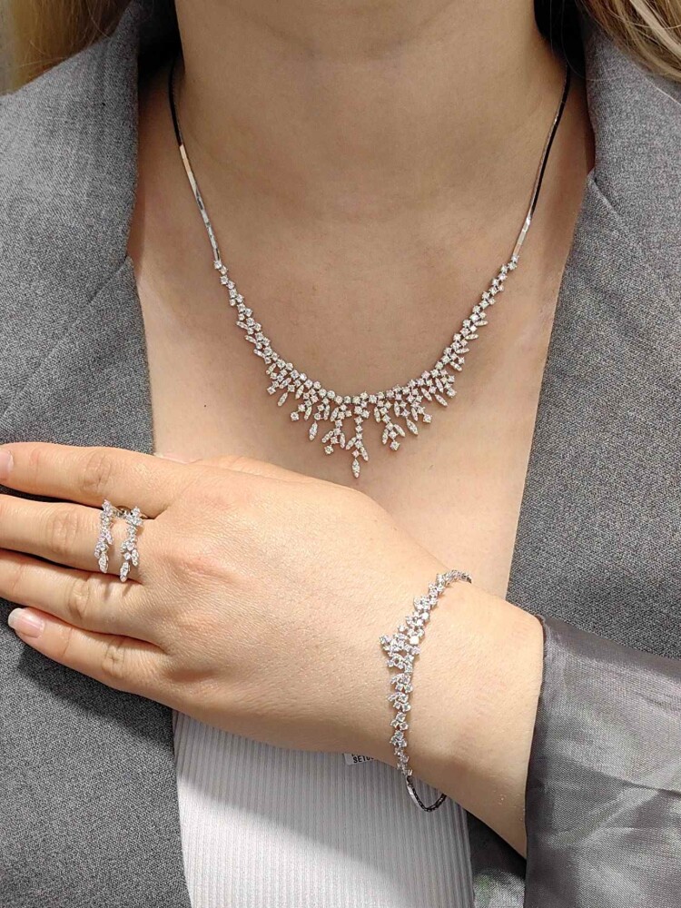 14 AYAR BEYAZ ALTIN NİŞAN DÜĞÜN SET TAKIMI BEYAZ SET00435-436-437 - 1