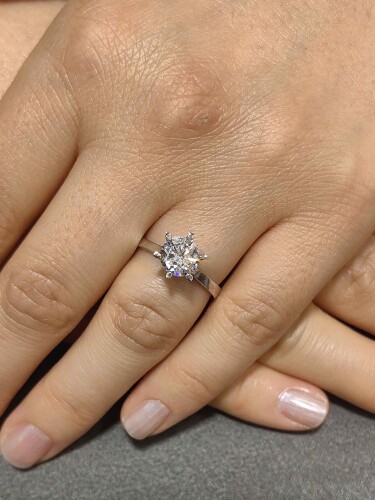 14 AYAR BEYAZ ALTIN TEKTAŞ ALTIN YÜZÜK YZ002327 - 2