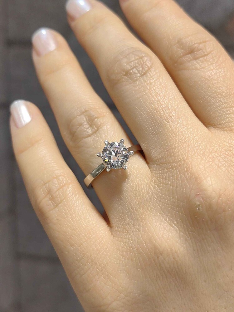 14 AYAR BEYAZ ALTIN TEKTAŞ ALTIN YÜZÜK YZ002327 - 3