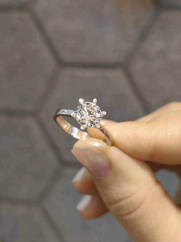 14 AYAR BEYAZ ALTIN TEKTAŞ ALTIN YÜZÜK YZ002327 - 1