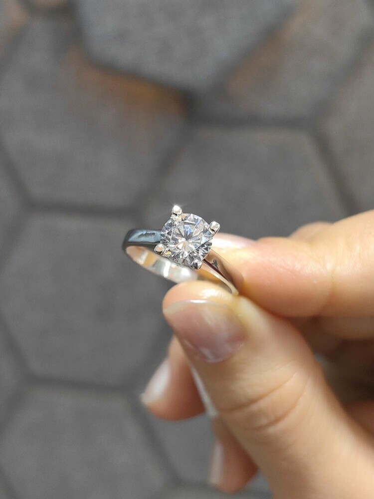 14 AYAR BEYAZ ALTIN ZARİF TEKTAŞ ALTIN YÜZÜK YZ002326 - 3