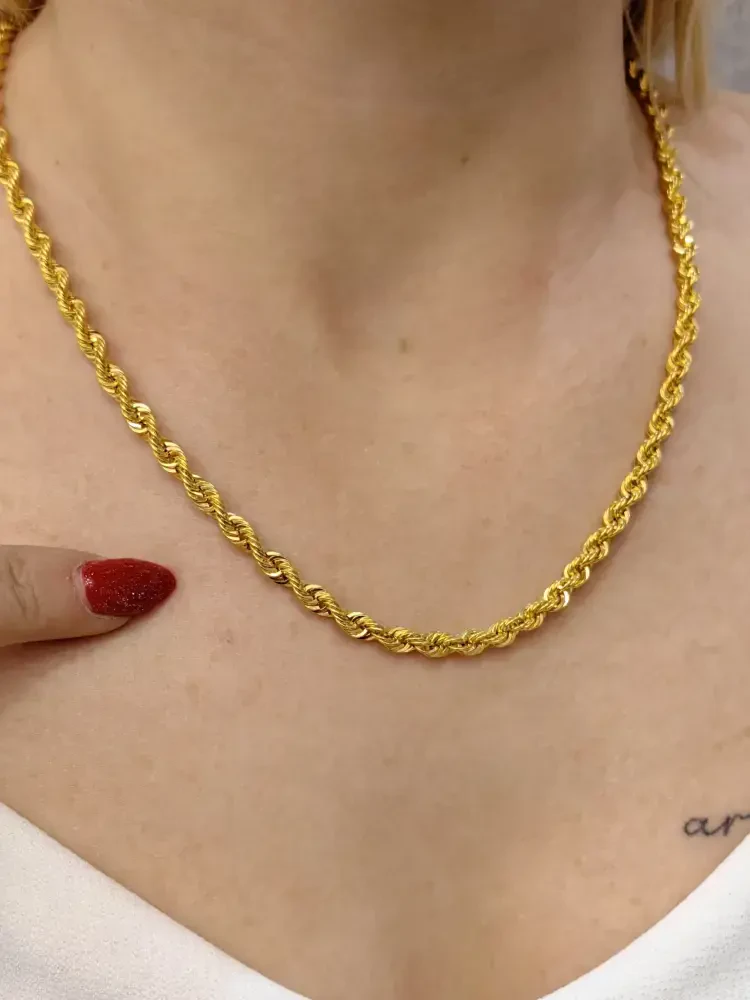 14 AYAR BURGU HALAT ZİNCİR NO:6 ZİNCİR ALTIN KOLYE XZNC00072 - Nasip Kuyumcu