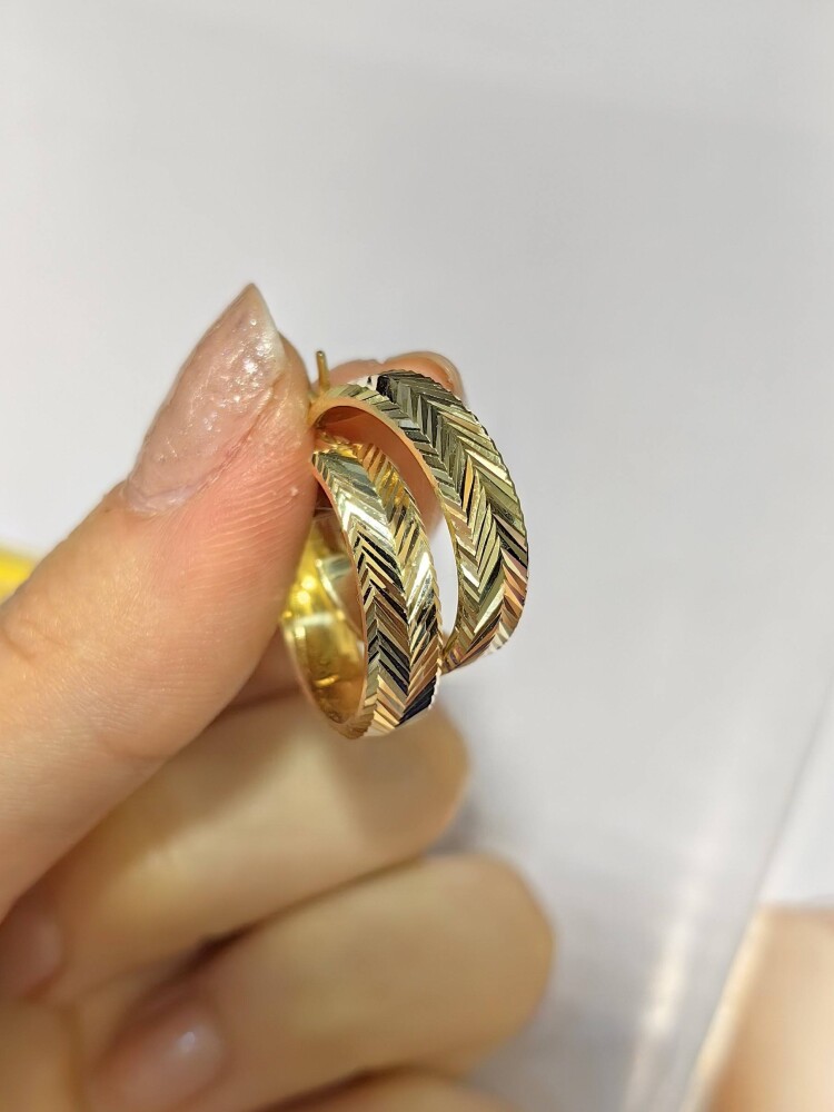14 AYAR ÇAVUŞ DESEN HALKA ALTIN KÜPE KUP02696 - 2