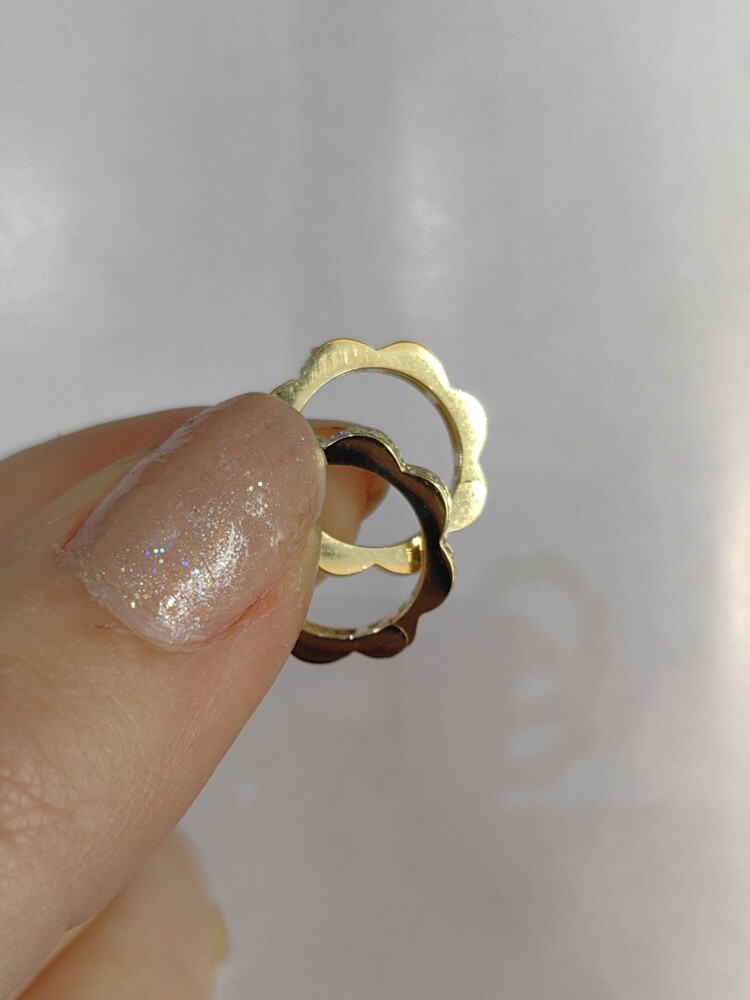 14 AYAR ÇİÇEK DESEN HALKA ALTIN KÜPE KUP01434 - 3