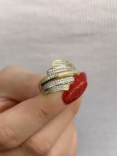 14 AYAR ÇİFT RENK FANTAZİ ALTIN YÜZÜK YZ000013 - 5