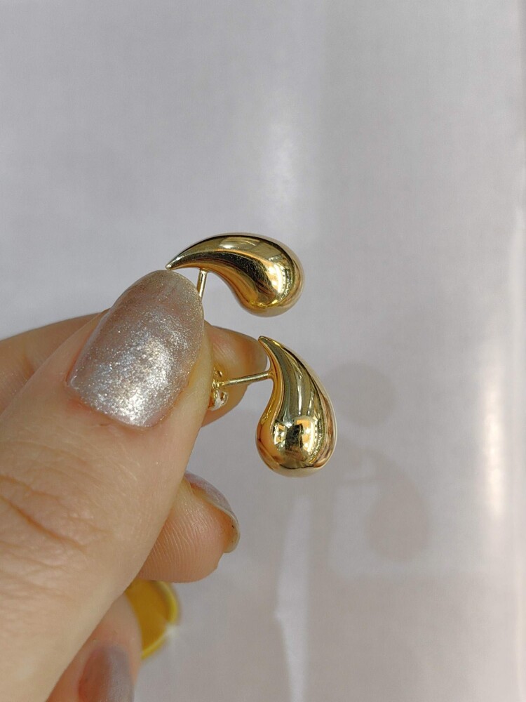 14 AYAR DAMLA MODEL VİDALI ALTIN KÜPE KUP01299 - 4