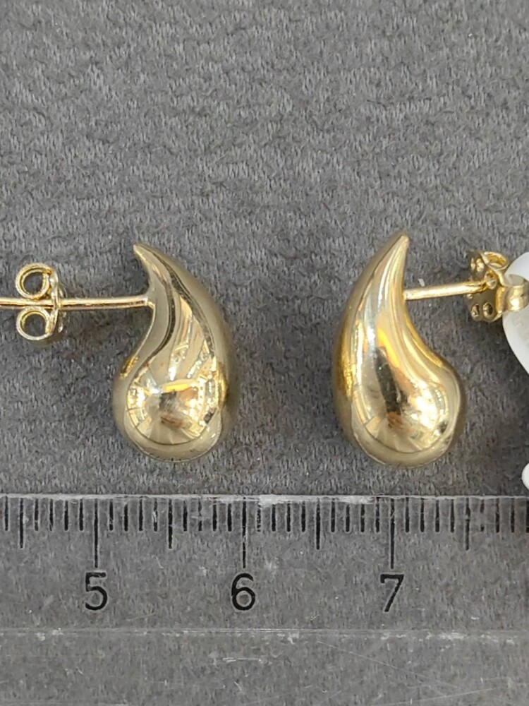 14 AYAR DAMLA MODEL VİDALI ALTIN KÜPE KUP01299 - 5
