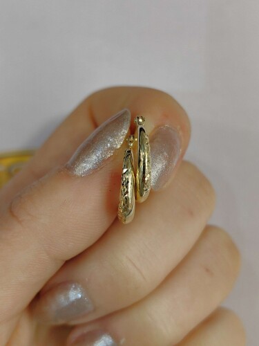 14 AYAR DESENLİ HALKA ALTIN KÜPE KUP02248 - 2