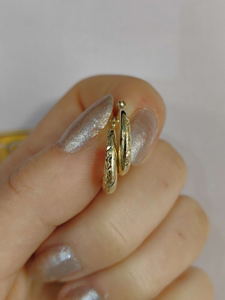 14 AYAR DESENLİ HALKA ALTIN KÜPE KUP02248 - 2