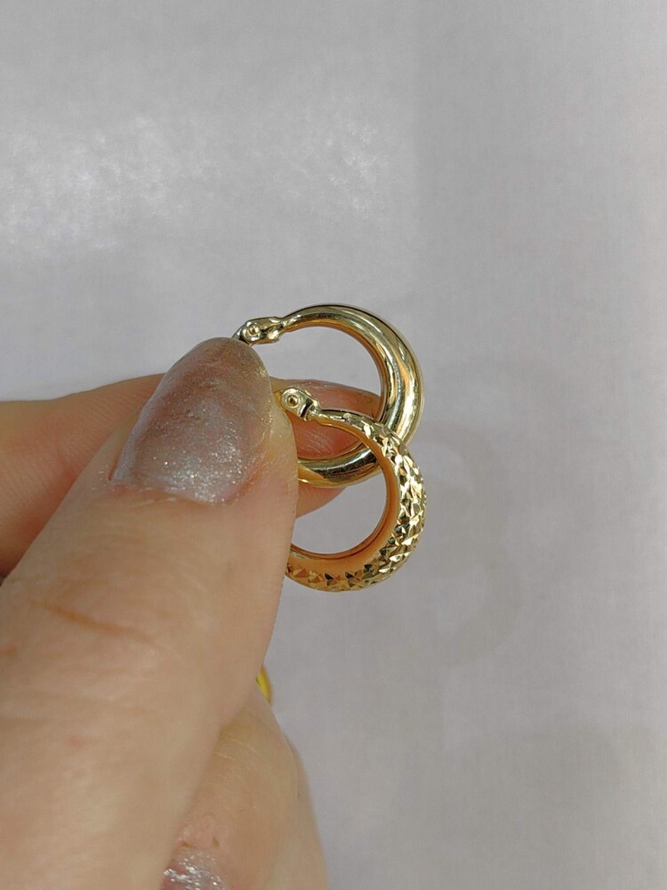 14 AYAR DESENLİ HALKA ALTIN KÜPE KUP02248 - 3