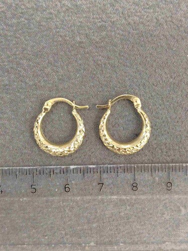 14 AYAR DESENLİ HALKA ALTIN KÜPE KUP02248 - 4