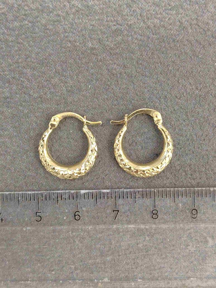 14 AYAR DESENLİ HALKA ALTIN KÜPE KUP02248 - 4