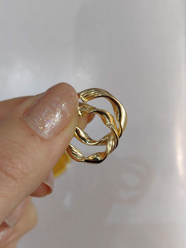 14 AYAR DÖNGÜ SPİRAL HALKA ALTIN KÜPE KUP02112 - 3