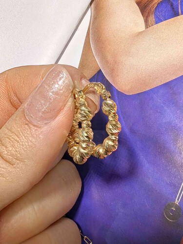 14 AYAR DORİKA HALKA ALTIN KÜPE KUP02797 - Nasip Kuyumcu