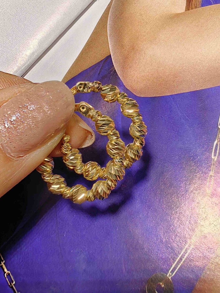 14 AYAR DORİKA HALKA ALTIN KÜPE KUP02797 - 3