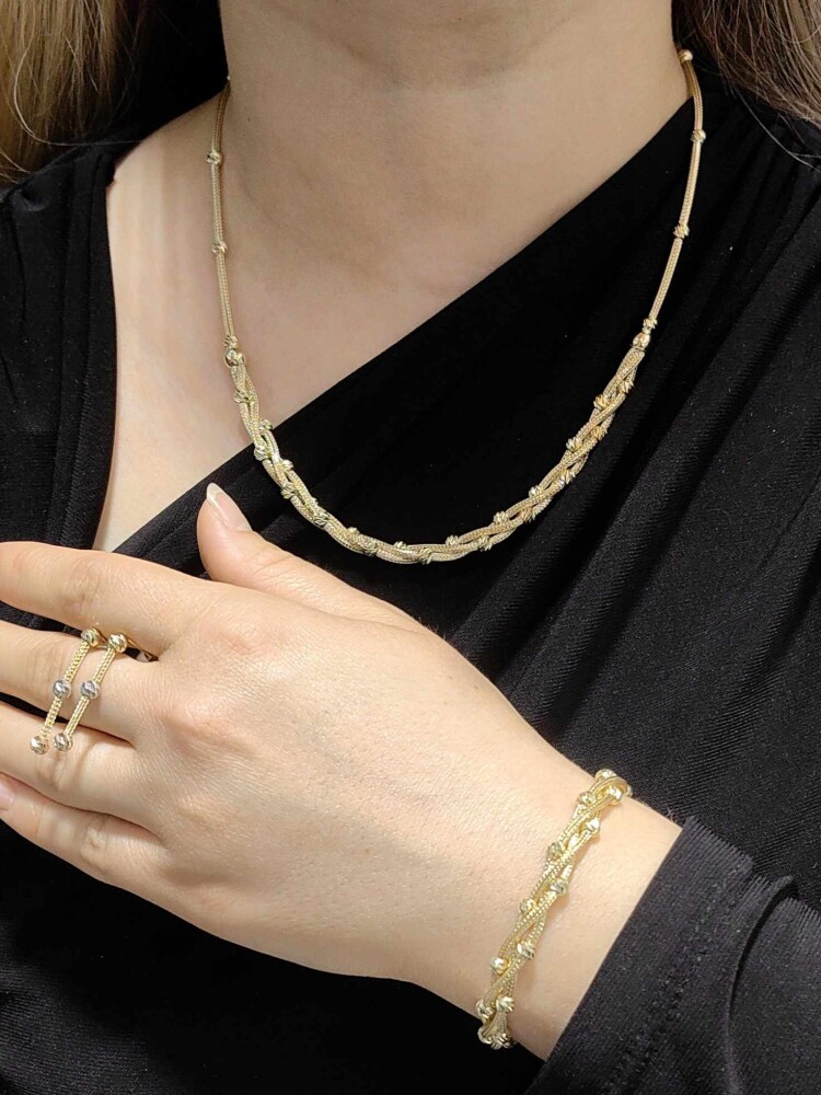 14 AYAR DORİKA TOPLU HASİR ÖRME MODEL ALTIN SET TAKIMI SET00439-440-KUP342 - 1