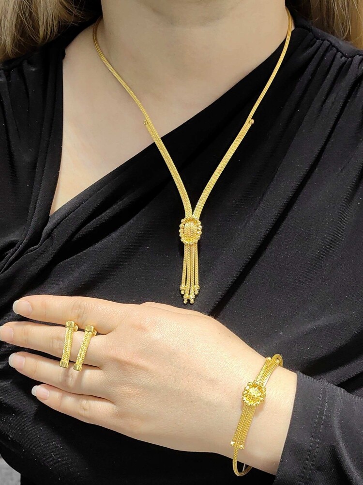 14 AYAR DORİKALI TÜL KALZE ALTIN SÖZ NİŞAN SET TAKIMI SET00441-442-443 - 2