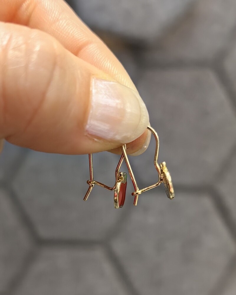 14 AYAR ELMA ŞEKERİ MENGEÇLİ ALTIN KÜPE KUP02996 - 2