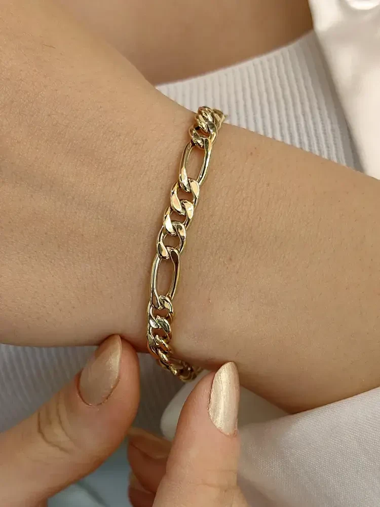 14 AYAR FİGARO ZİNCİR ALTIN BİLEKLİK XKNY01188 - Nasip Kuyumcu