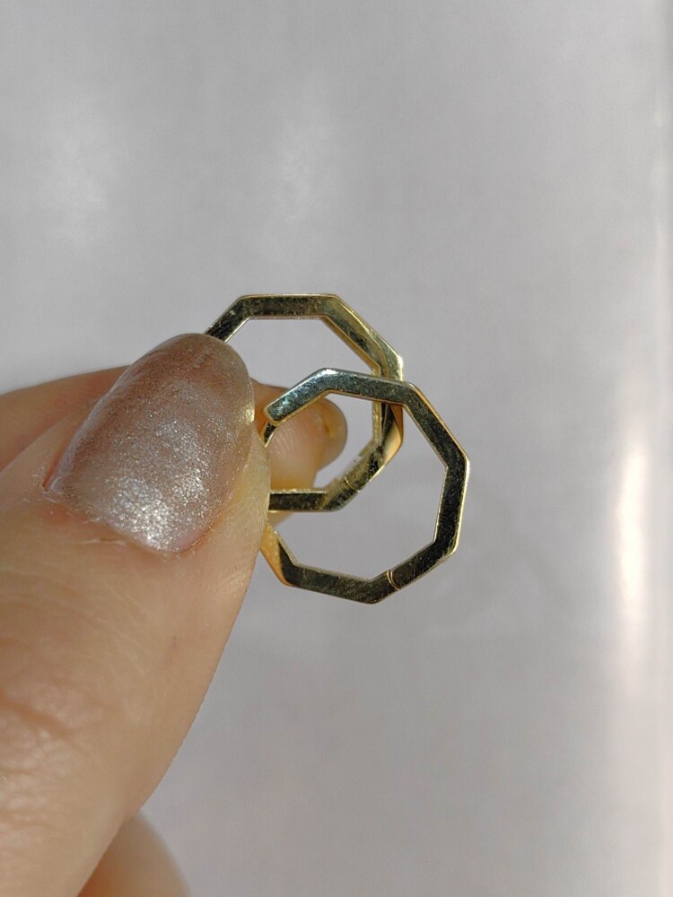 14 AYAR GEOMETRİK HALKA ALTIN KÜPE KUP01995 - 3