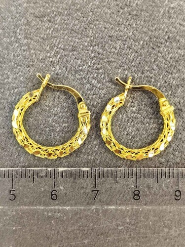 14 AYAR IŞILTI HALKA ALTIN KÜPE KUP01640 - 4