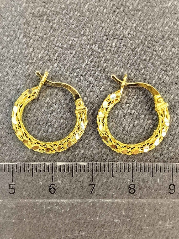 14 AYAR IŞILTI HALKA ALTIN KÜPE KUP01640 - 4