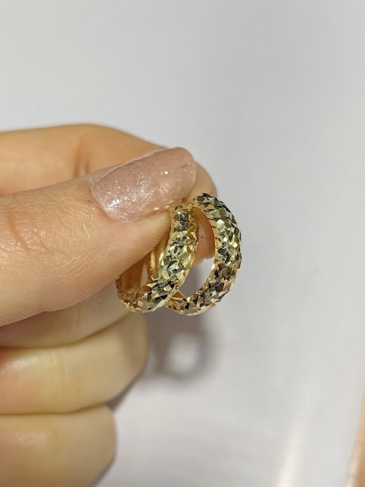 14 AYAR IŞILTI HALKA ALTIN KÜPE KUP01841 - 1