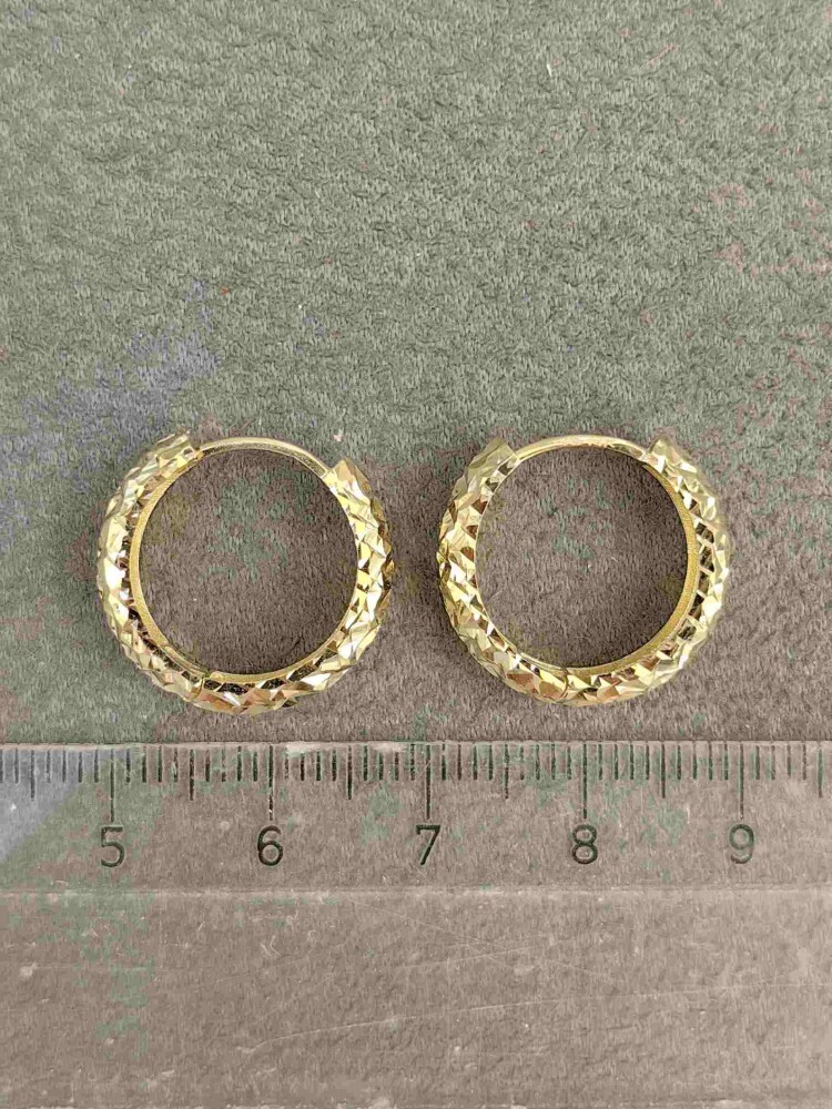 14 AYAR IŞILTI HALKA ALTIN KÜPE KUP01841 - 4