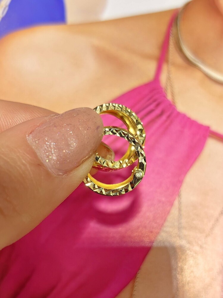 14 AYAR KALEMLİ HALKA ALTIN KÜPE KUP02761 - 3