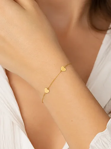 14 Ayar Kalp Minimal Altın Bileklik KNY01697 - nasipkuyumcu