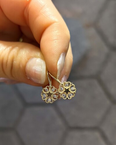 14 AYAR KAR TANESİ MENGEÇLİ ALTIN KÜPE KUP02840 - 1