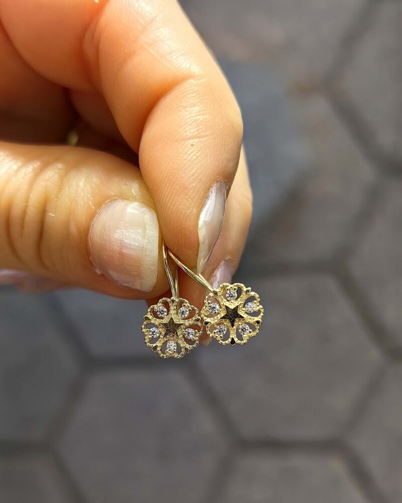 14 AYAR KAR TANESİ MENGEÇLİ ALTIN KÜPE KUP02840 - 1