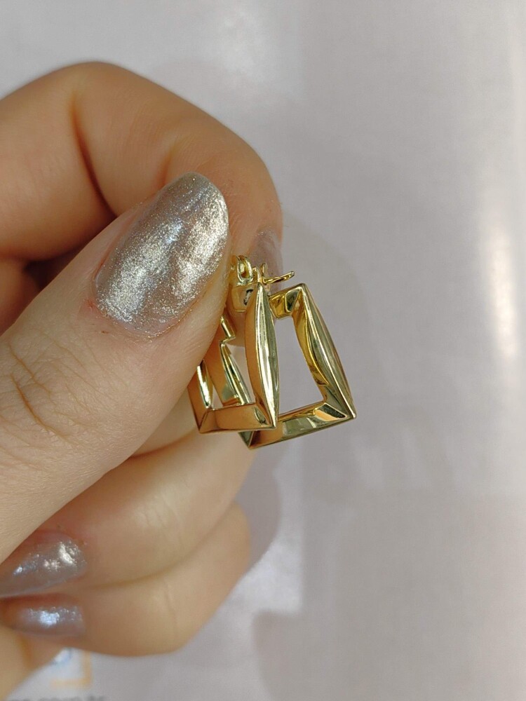 14 AYAR KARE MODEL FANTAZİ ALTIN KÜPE KUP01976 - 3