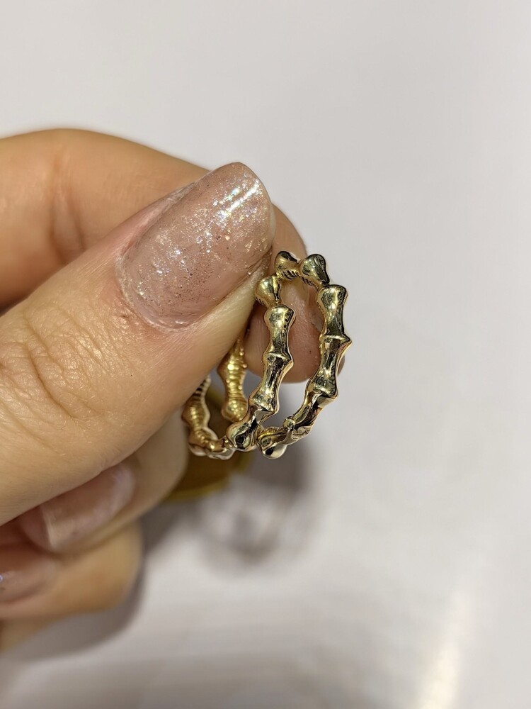 14 AYAR KEMİK MODEL HALKA ALTIN KÜPE KUP01418 - 2