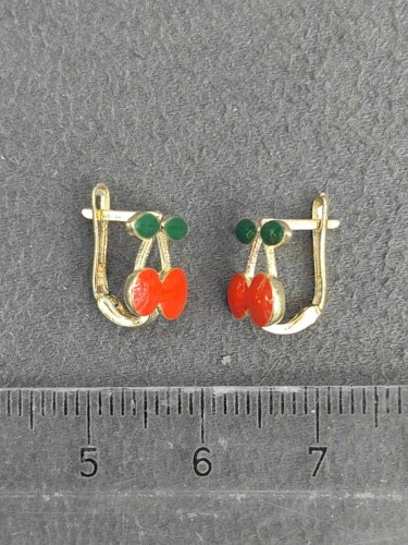 14 AYAR KİRAZ MODEL J ALTIN BEBEK KÜPE KUP02080 - 4